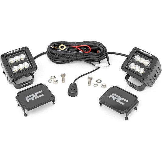 ROUGH COUNTRY 2 inch square CREE Cube LED Light Black Series Frad Beam (Pair) 70133BL