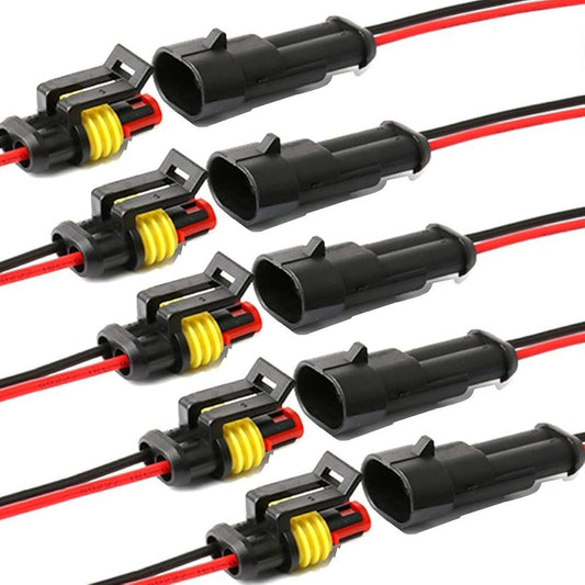 YETOR WAY Automotive Waterproof Electric Connector 16AWG 2 Pin Plug Automobile Electric Wire Conector Car Track Boat Other wire connection (5 packs)