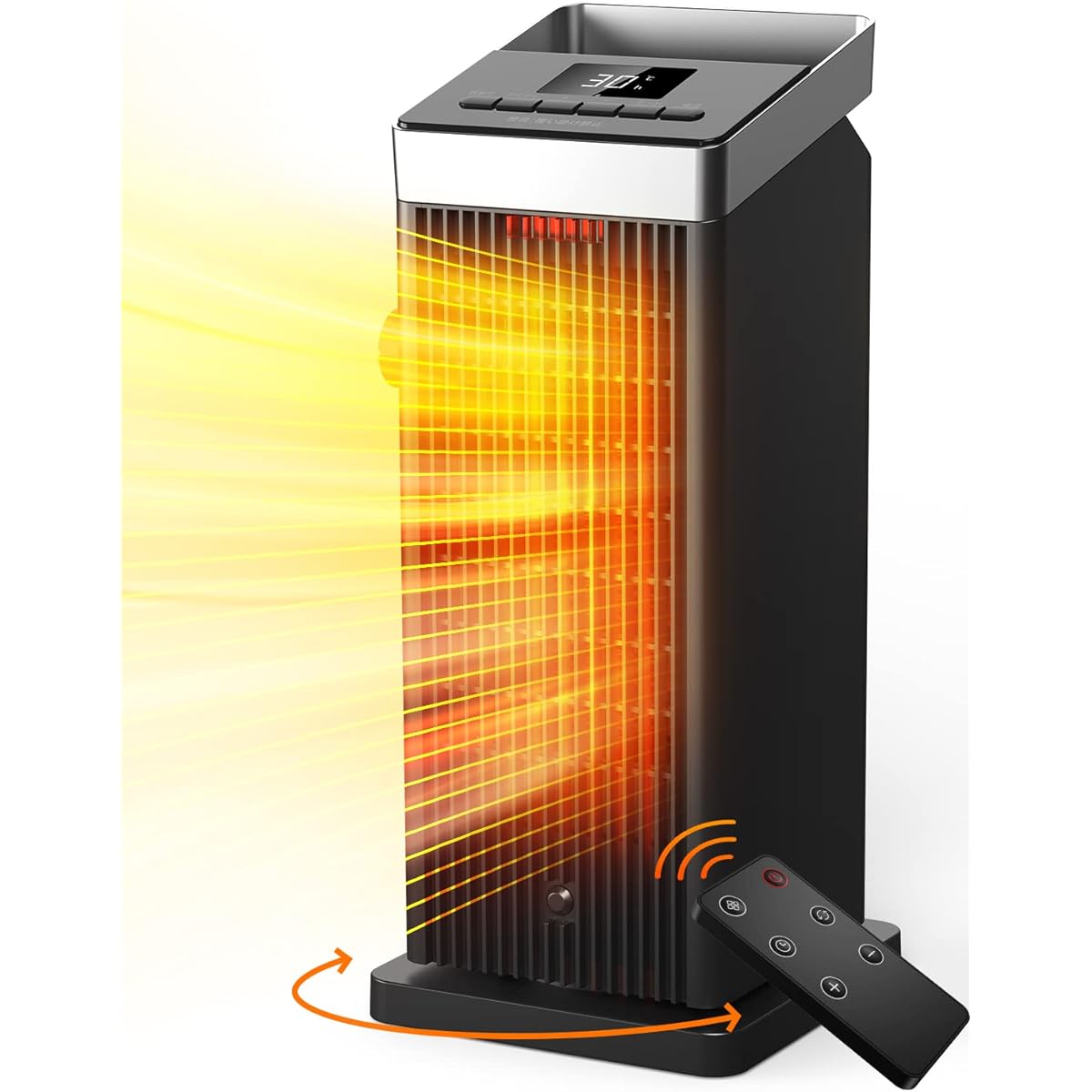 SANVINDER Ceramic Heater, Small, Remote Control, 90° Oscillation, Off Timer, Tower Type, 1200W Fan Heater, Temperature Setting, Large Air Volume, Foot Heater, 3 Level Switching, Energy Saving, Electric Heater