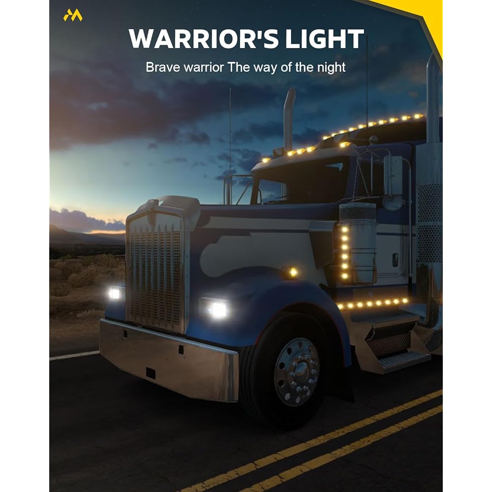 Mayello 4x6 LED Headlight DOT approval HI/LO Sealed Beam DRL Amber Winker Light replacement Assembly H4652 H4656 H4656 H4656 H6656 H6545 FREIGHTLINER PeterBilt Kenwort Kenwort compatible Chrome