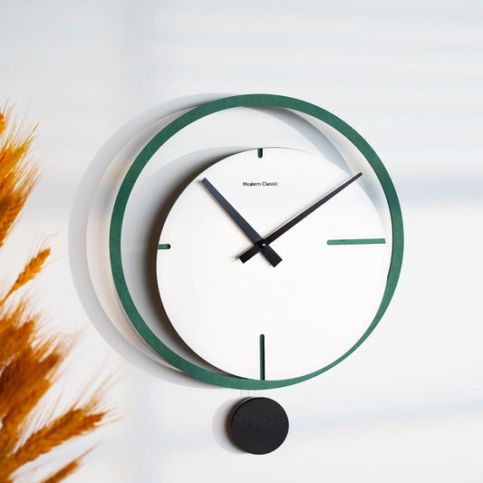 Wall Clock, Silent Wall Clock, Small Continuous Second Hand, Scandinavian Simple Wall Clock, Unique Art Wall Clock, Wall Clock as a Decoration or Gift, Pendulum Clock, Wall Clock, Stylish, Housewarming Gift, 29.8*29.8*5.5cm Wall Clock (Green A1)