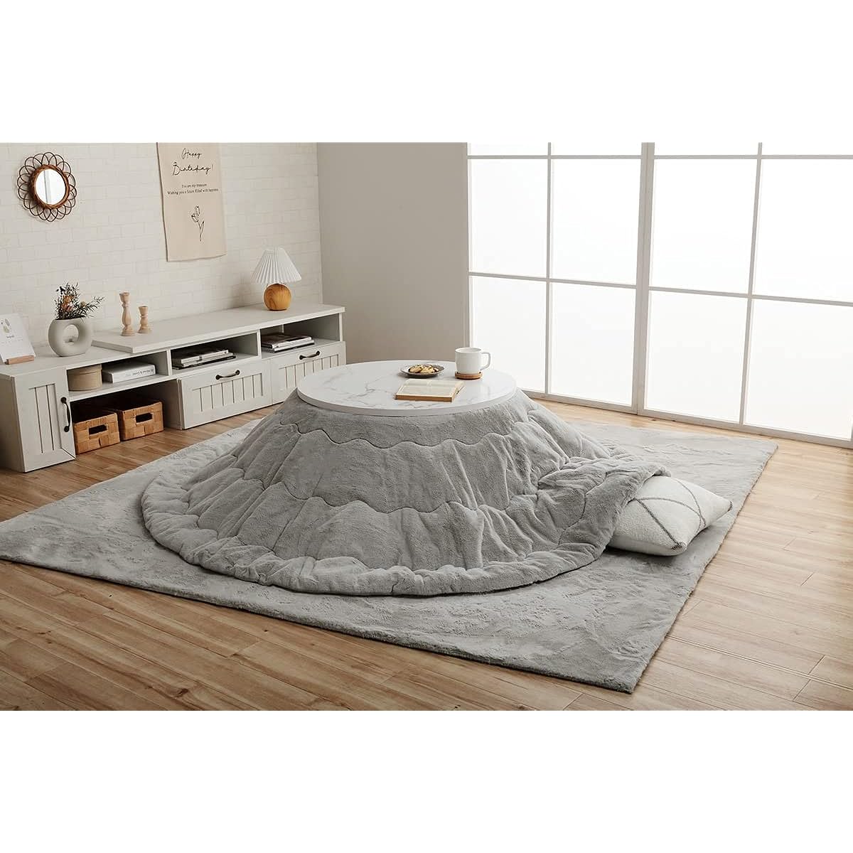 [Ikehiko Corporation] Kotatsu Futon 4550317203756 Pearl Gray Approx. 185cm Round
