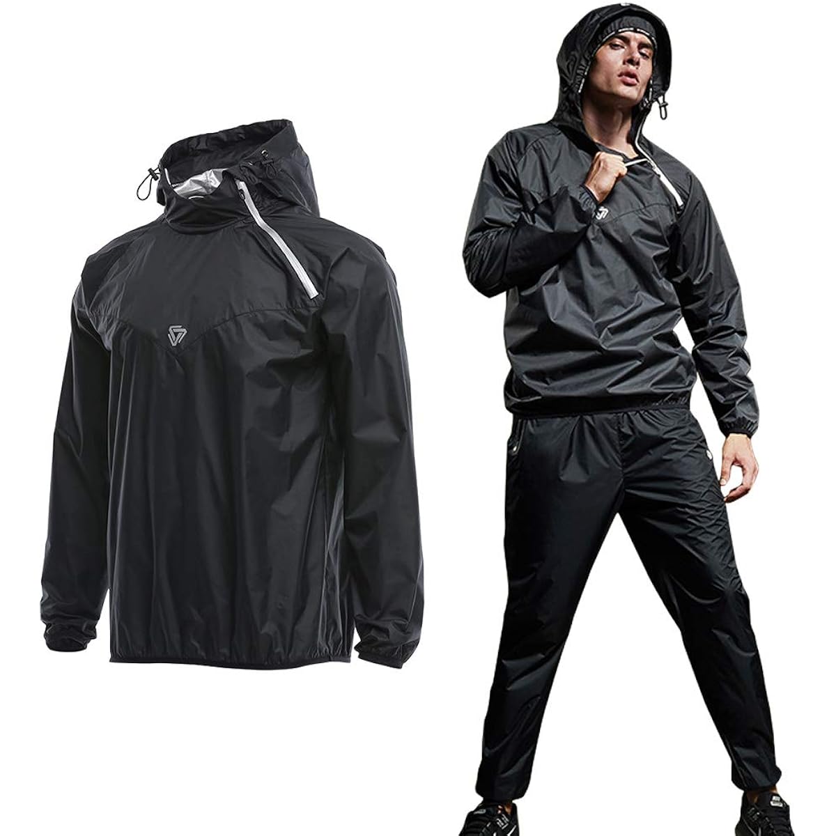 MOECAT Sweating Sauna Suit Men's Athletic Wear Diet Wear Sweating Shirt Training Wear Men's Water Repellent Material Top and Bottom Set [5 Sizes x 5 Colors]