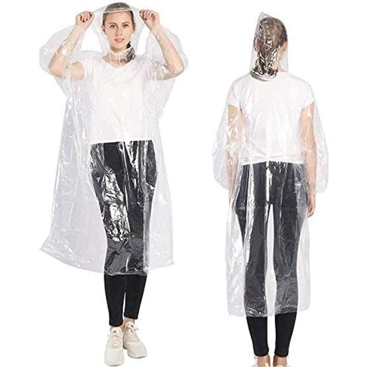 [Moli&Hani]  Disposable Raincoat, Set of 20, Set of 50, Set of 100, Rope Included, Rain Cover, Transparent Rain Gear, Disaster Prevention Goods, Lightweight, Watching Spots, Commuting to School, Emergency Use, Travel, Unisex Free Size