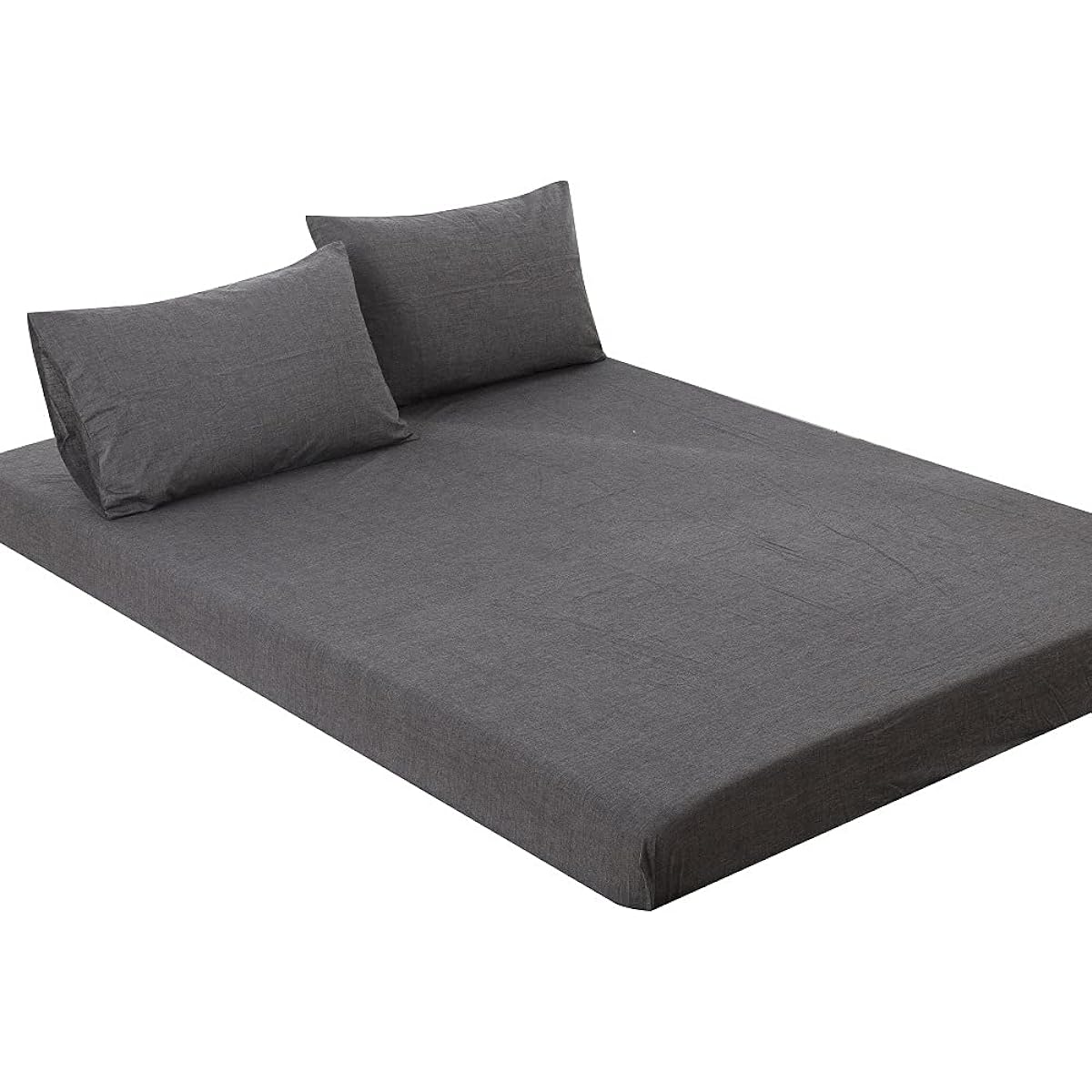 Fitted Sheet, Wide King, 200x200x30cm, Mattress Cover, 100% Organic Cotton, Washed Cotton, Gusset Approximately 30cm, Bed Sheet, Bed Cover, For Both Western and Japanese Style, Mite Resistant, Charcoal Gray