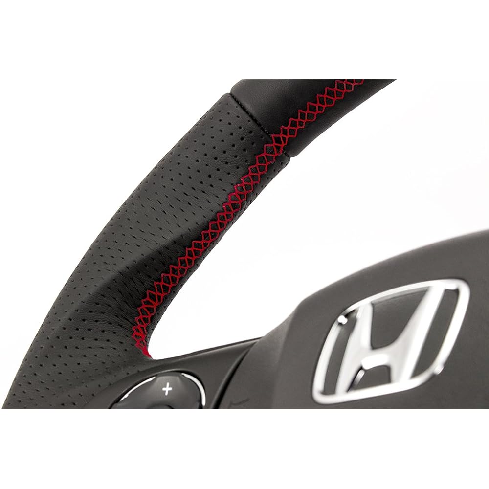 KENSTYLE Original Steering HA01 Honda Fit (GK3/GK4/GK5/GK6/GP5/GP6) All Black Leather (Red Stitching)