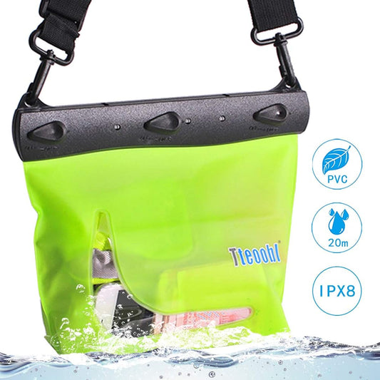 Mercs Tteoobl Waterproof Bag Waterproof Case Pool Bag M Size Shoulder Bag IPX8 Beach Swimming in the River Pool Travel Outdoor Disaster Prevention Essentials Green