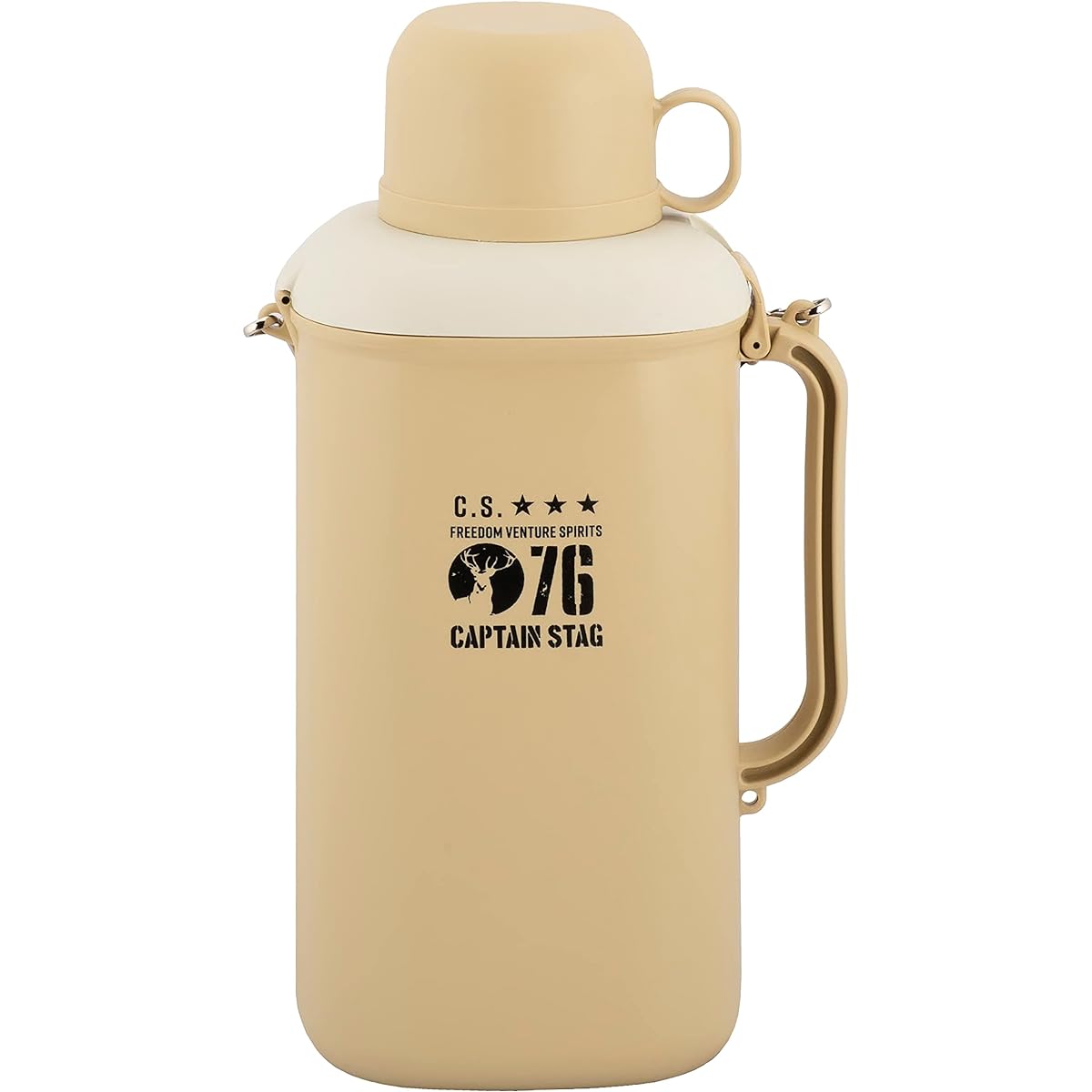 CAPTAIN STAG PET Bottle Holder PET Bottle Cooler for 2L with Ice Pack, 3 Cups, Shoulder Belt, Dark Green/Beige/Purple UE-2038 / UE-2039 / M-8904