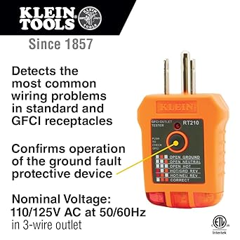 Klein Tools 80097 Tester Kit for Beginner GFCI Outlet and Receptacle Tester Electronic voltage tester Non -contact voltage tester 3 piece red