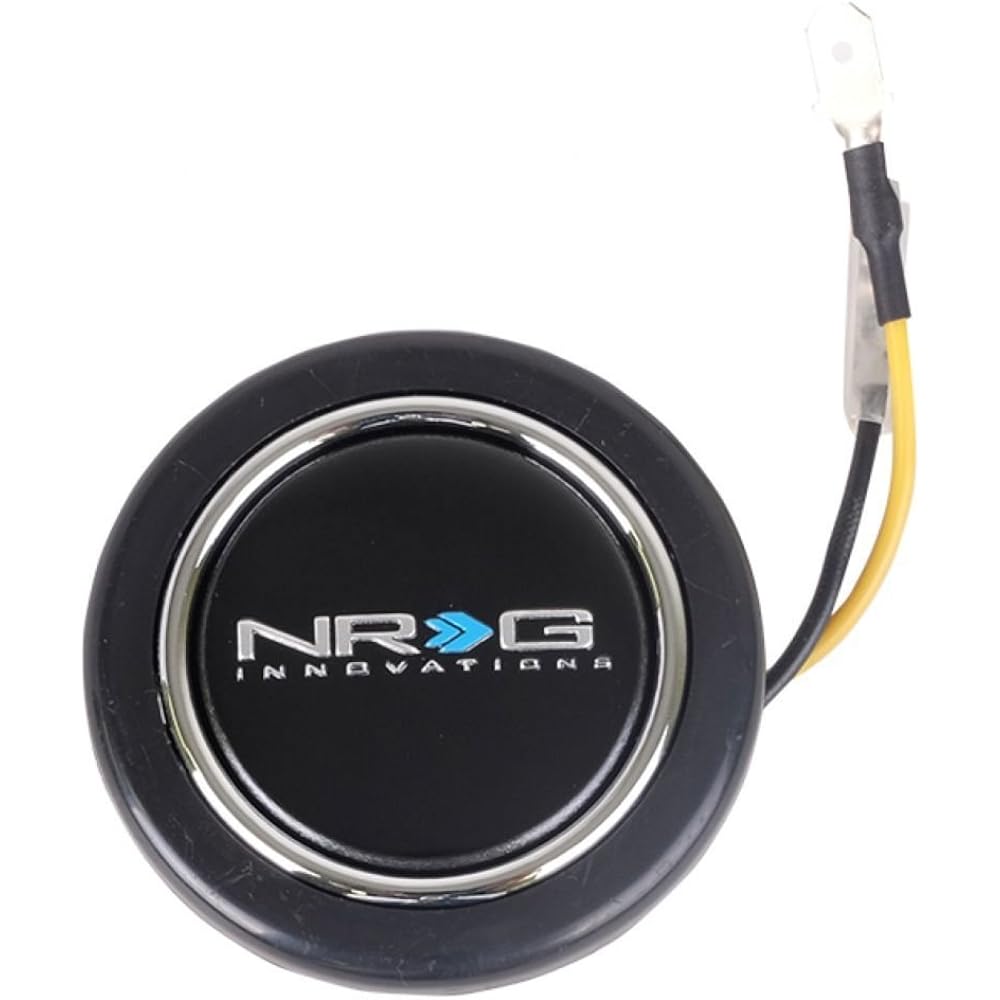 NRG Innovations Steering Wheel Center Push Horn Button - Black with NRG Logo - Part # HT-001NRG