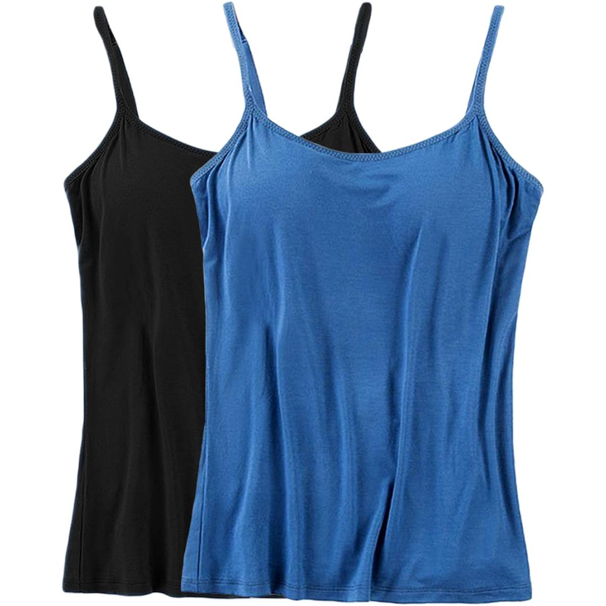 [T WILKER] Camisole with Cup, 2 Sets, Cool Feel, Smooth Fabric, Inner Tops, Adjustable Shoulder Straps, Sweat Absorbent, Skin-friendly Bra Top