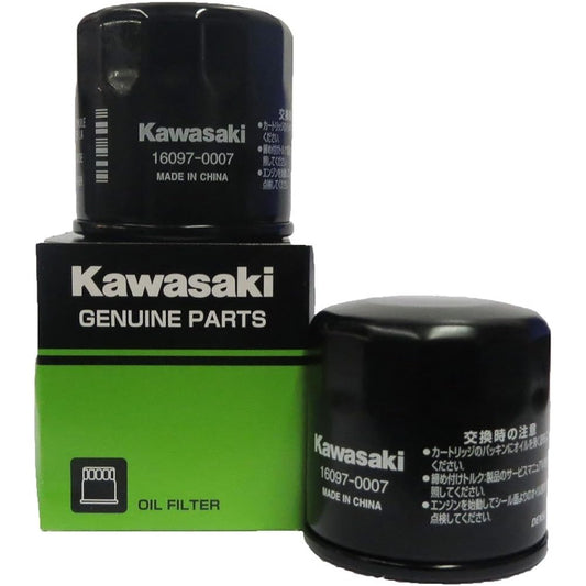 Kawasaki genuine oil filter part number 16097-0007, 2 packs.