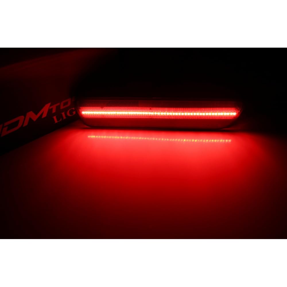 IJDMTOY Smoke Lens Red LED LED Rear Side Marker Light Kit 2005-09 Ford Mustang compatible 54-SMD LED equipped OEM backside marker lamp replacement