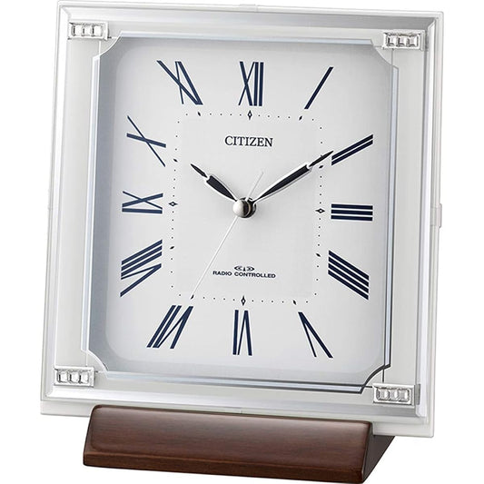 RHYTHM 4RY712-003 Table Clock White 17.9x16.2x8.8cm Citizen Radio Analog Hanging Can Be Used