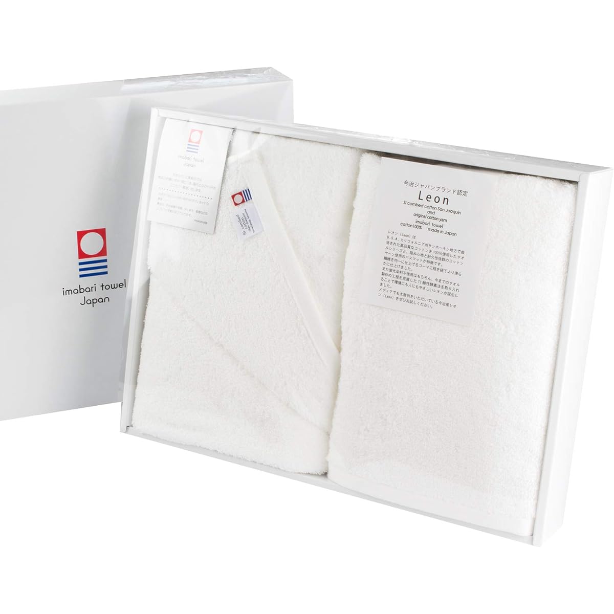 Bloom Imabari Towel Leon Bath Towel Set of 2 Towel Gift Thick Luxury Towel Hotel Specifications Boxed Made in Japan Sun Jokin Cotton 100% Cotton (White)