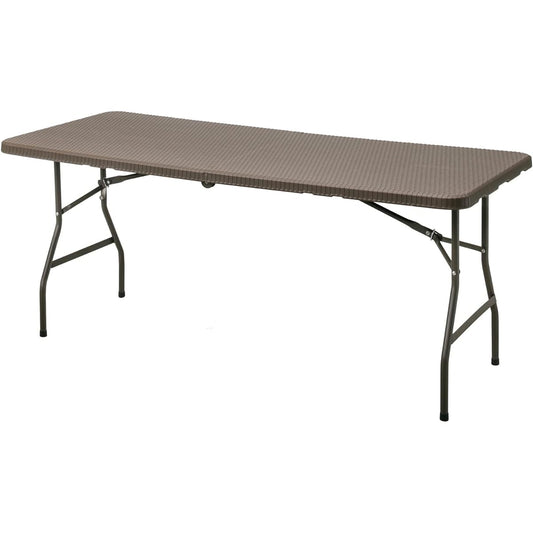 Takasho Garden Table Easy Carry Dining Table Rattan Style Brown High Density Polyethylene ECF Foldable Outdoor Balcony ECF-T01BR