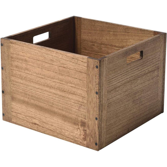 KIRIGEN Storage Box, Wooden Storage Case, Stylish, Color Box, Cube Box, Wine Wooden Box, Book Box, Full Paulownia, Easy to Assemble, Brown with Japanese Instruction Manual