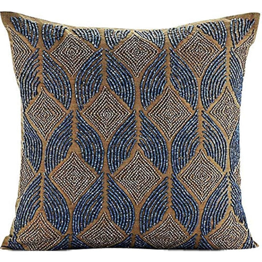 The Home Centric Cushion Cover Art Silk 45x45 cm Blue - Moroccan Blue