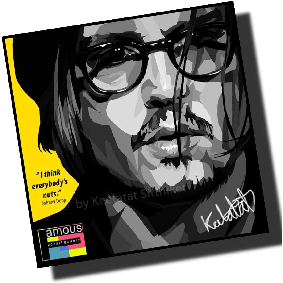 Johnny Depp Design A Overseas Graphic Art Panel Wooden Wall Hanging Poster for Interior (26*26cm Art Panel Only)