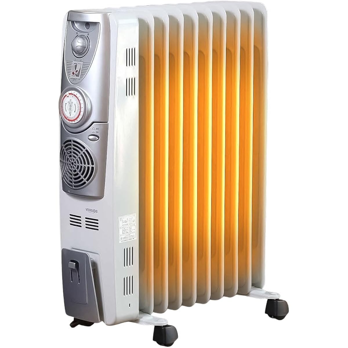 iimono117 Oil Heater, High Power, 10 Fins, Fast Heating Fan, Towel Hanger, Casters, ON OFF, Timer Included, Feet Heating Equipment, Energy Saving, Dry Prevention Heater