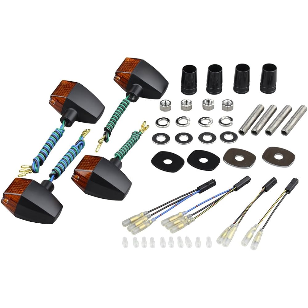 POSH Motorcycle Supplies Super Bike Mini Type Turn Signal Vehicle Specific Set ZEPHYR750/RS('04~) ZRX400II('04~) Plated Body/Orange Lens 031632-33