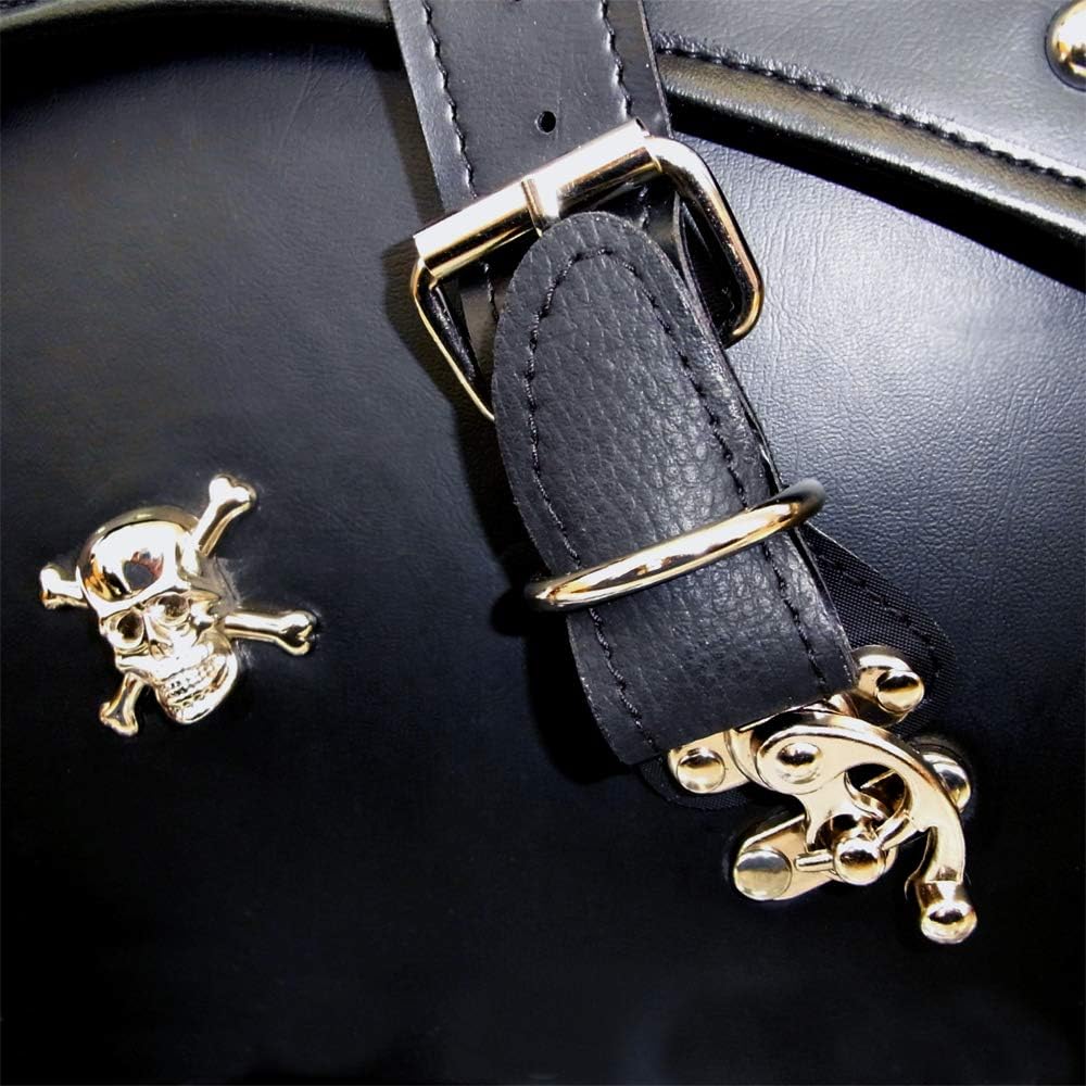Xross Double Saddle Bag BASIC DOUBLE Black Silver Studs Middle Size Skull Concho