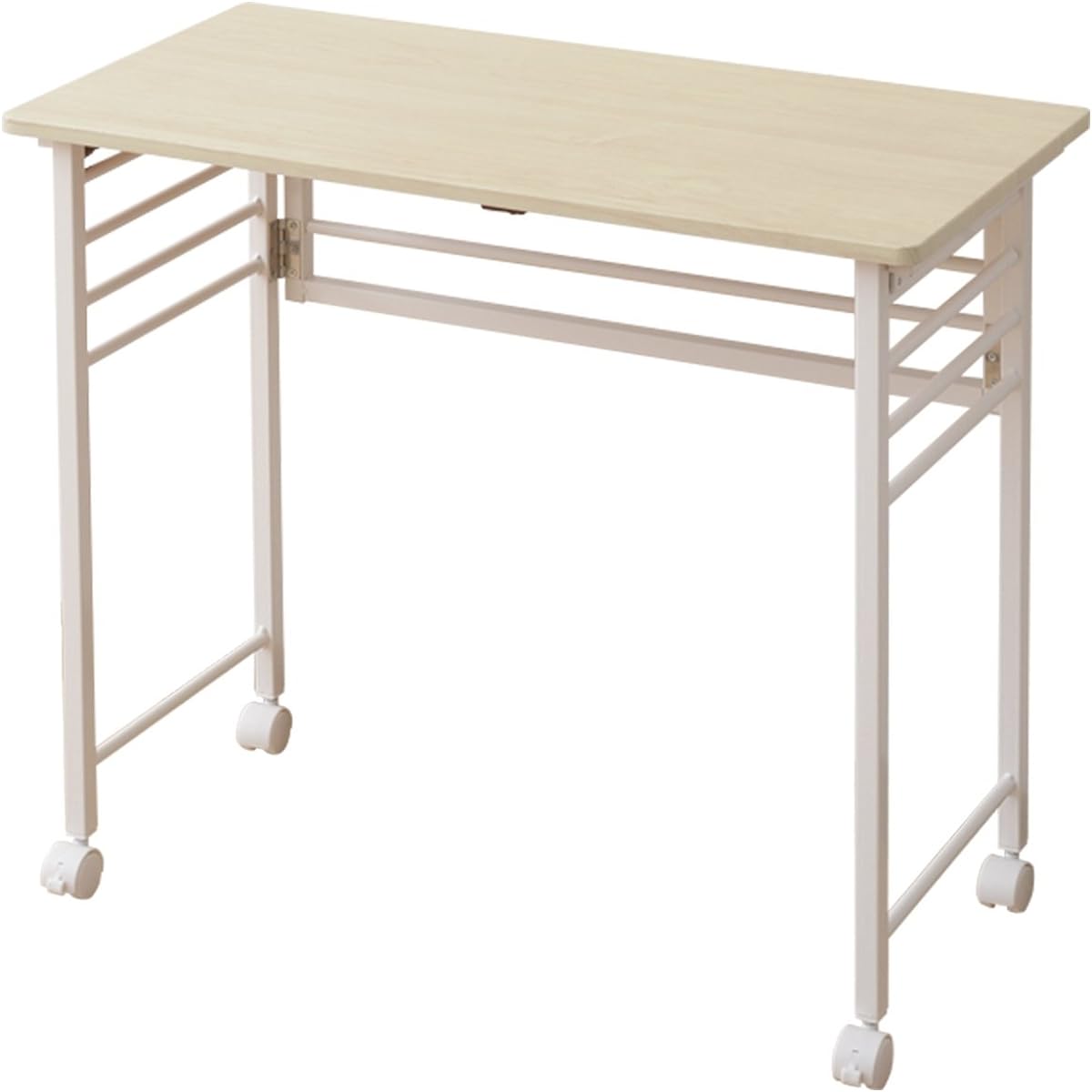[Yamazen] Folding Desk Width 80cm (Depth 40cm x Height 70cm) Compact With Casters Scratch Resistant Assembly Natural Maple/Ivory NPSTC8040 (NM/IV)