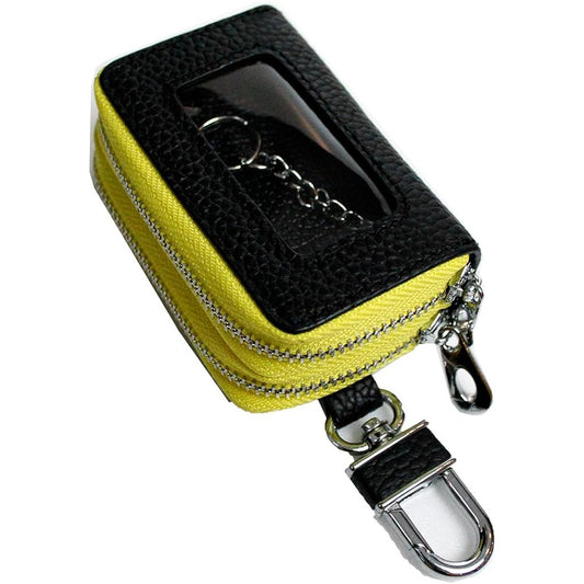 [AWESOME] Smart key case double zipper type with clear window Black x Lime ASK-CMW017