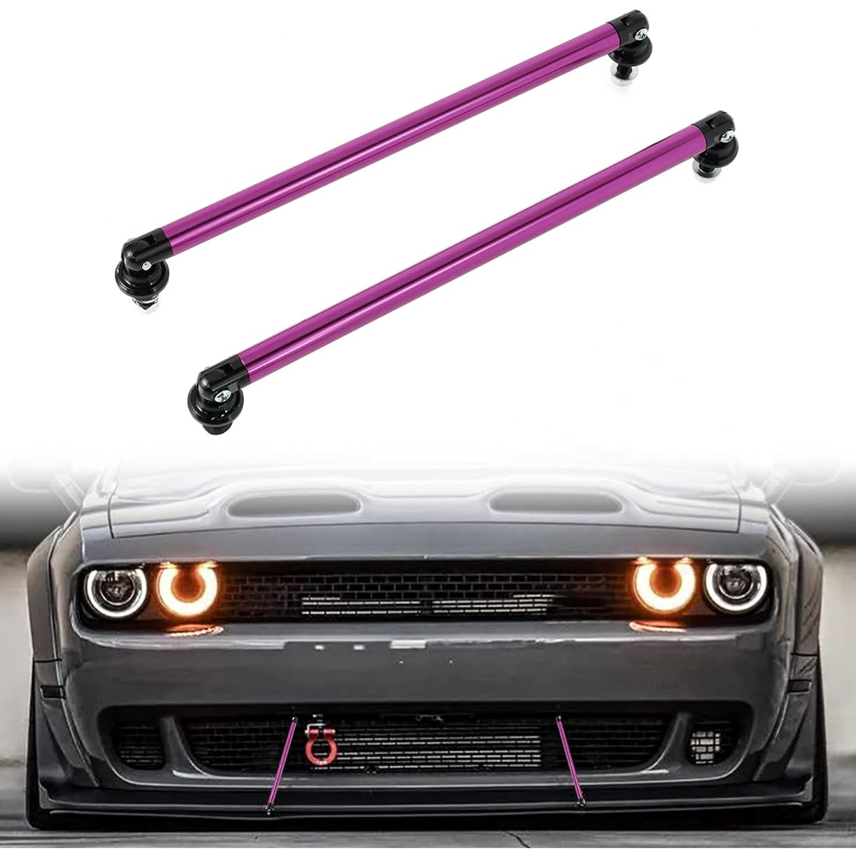 AUXMART Splitter Rod Adjustable Frontoria Bumper Lip Lip Spuritar Strat Rod Thai Support Bar 200mm 2 Pack purple