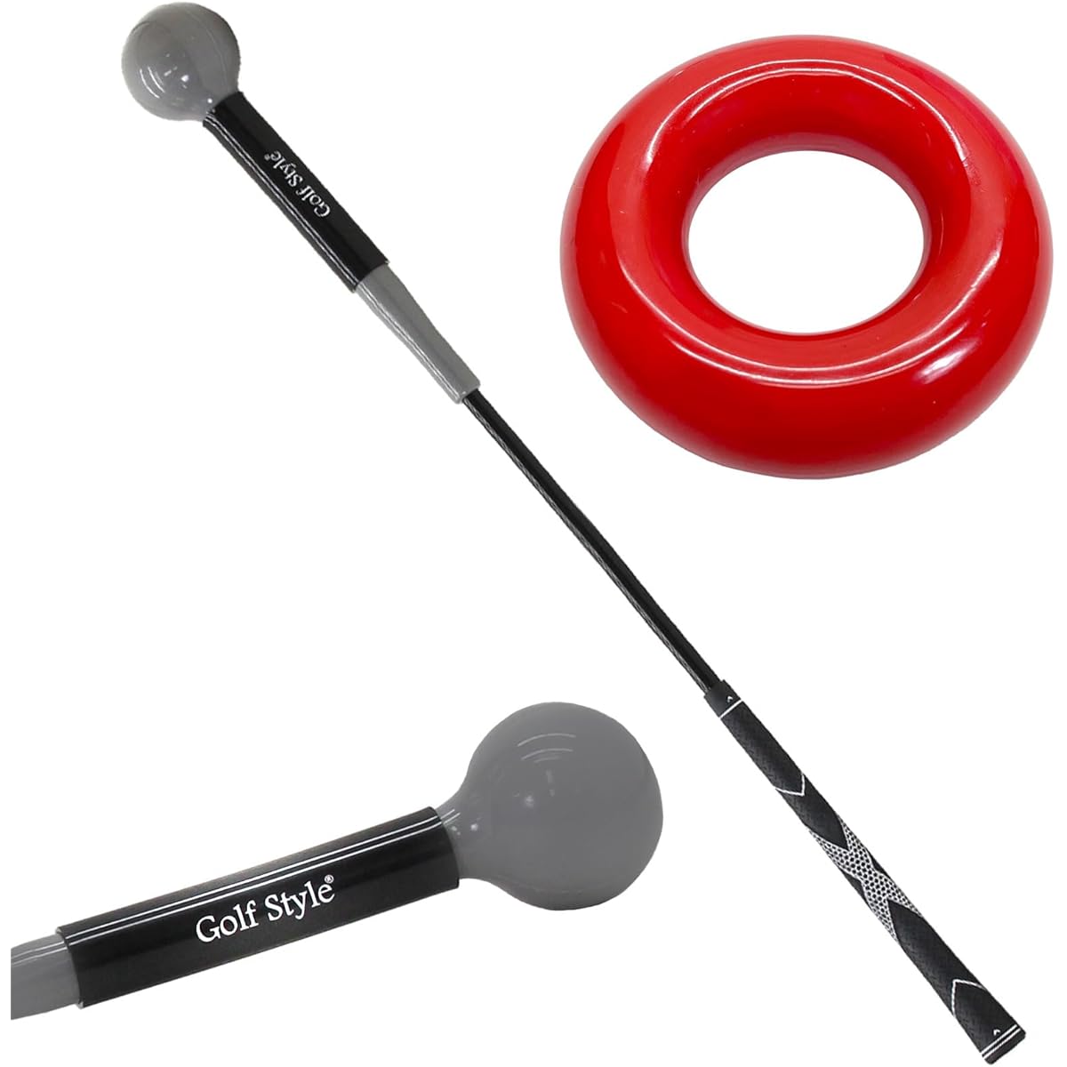 GolfStyle Golf Practice Equipment Swing Trainer Weight Up Set Weight 140g Weight Ring Golf Training Equipment Swing Practice Indoor/Outdoor Practice Swing Correction Flying Distance Grip 81cm Size
