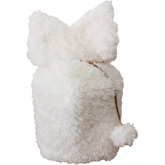 Urn cover, single item, fluffy, 5 inches, with ears and tail, boa material, bone bag, cover bag (white)
