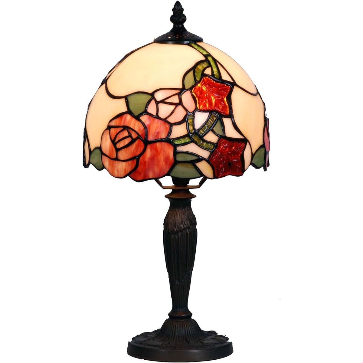 Stained Glass Table Lamp Table Light Stand Lamp Stand Light Antique Retro Stylish Tiffany Stained Lamp Bedroom Scandinavian Bedside Bed Light Tabletop Vintage Lamp Stand Light Rose LED Compatible BIEYE Lighting L10858