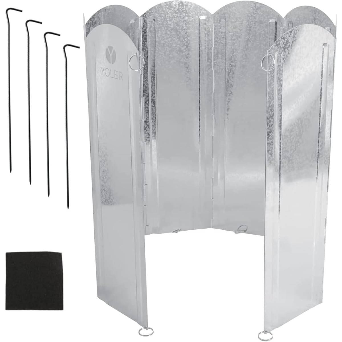 YOLER Large Windshield Windscreen Foldable Wind Shield Galvanized Steel Plate 8 Pieces Connected Dedicated Storage Case Included