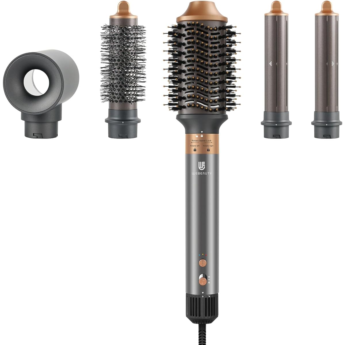 5 IN 1 Multi Styler Dryer, Large Air Volume, Quick Drying, Airy Automatic Curling Iron, Negative Ion Hair Dryer, Used for Dry/Straight Hair/Airy Curl/Volume Increase, Storage Box Included (Ash Gold)