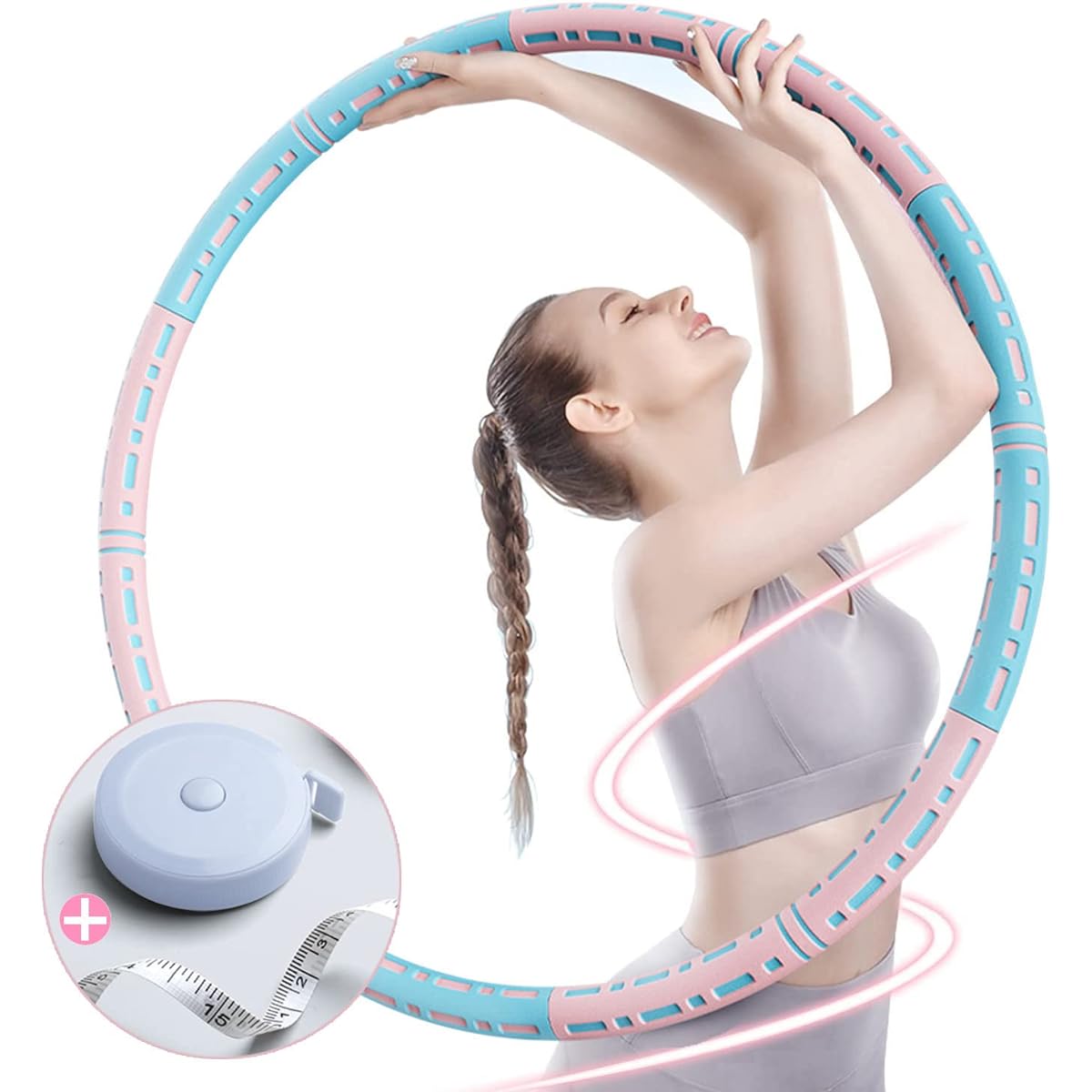 Hula Hoop Adjustable Weight 1-5kg Diet Fitness Exercise Sports Hula Hoop Gymnastics Equipment Waist Narrow Tightening Aerobic Exercise Diameter Approximately 90cm Size Adjustable Includes Tape Measure