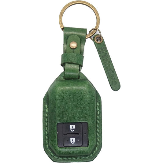 [SUZUKI 2 Button] Crosby Swift Wagon R Hustler Fully Hand-stitched Genuine Leather Smart Key Case [1SC6S0162] Green 1SC6S0162-J