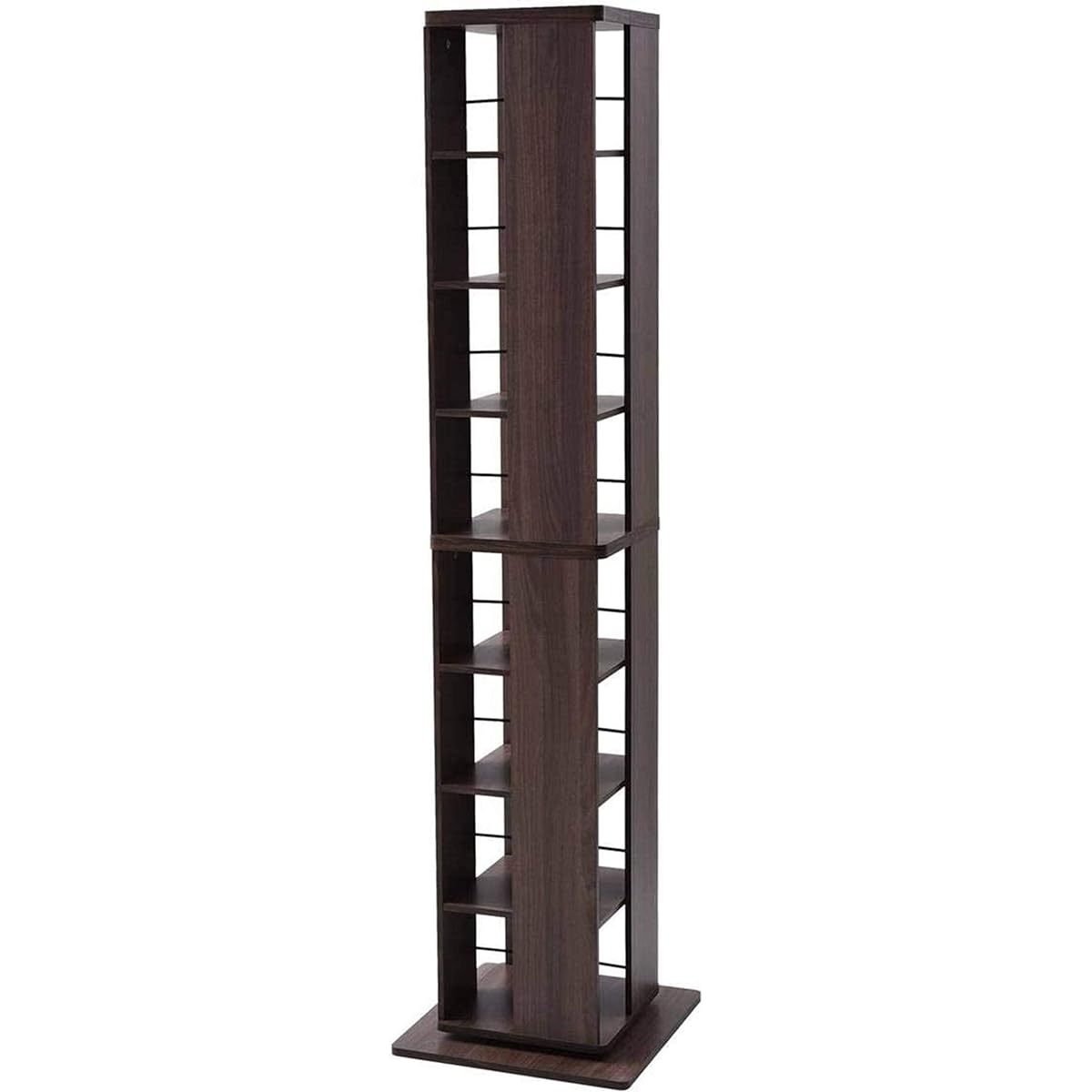 [Yamazen] Rotating bookshelf, 8 tiers, Width 45 x Depth 45 x Height 182.5 cm, wall-mountable/corner-mountable, compact, large capacity, assembled product, Walnut DSRR-8(WL)