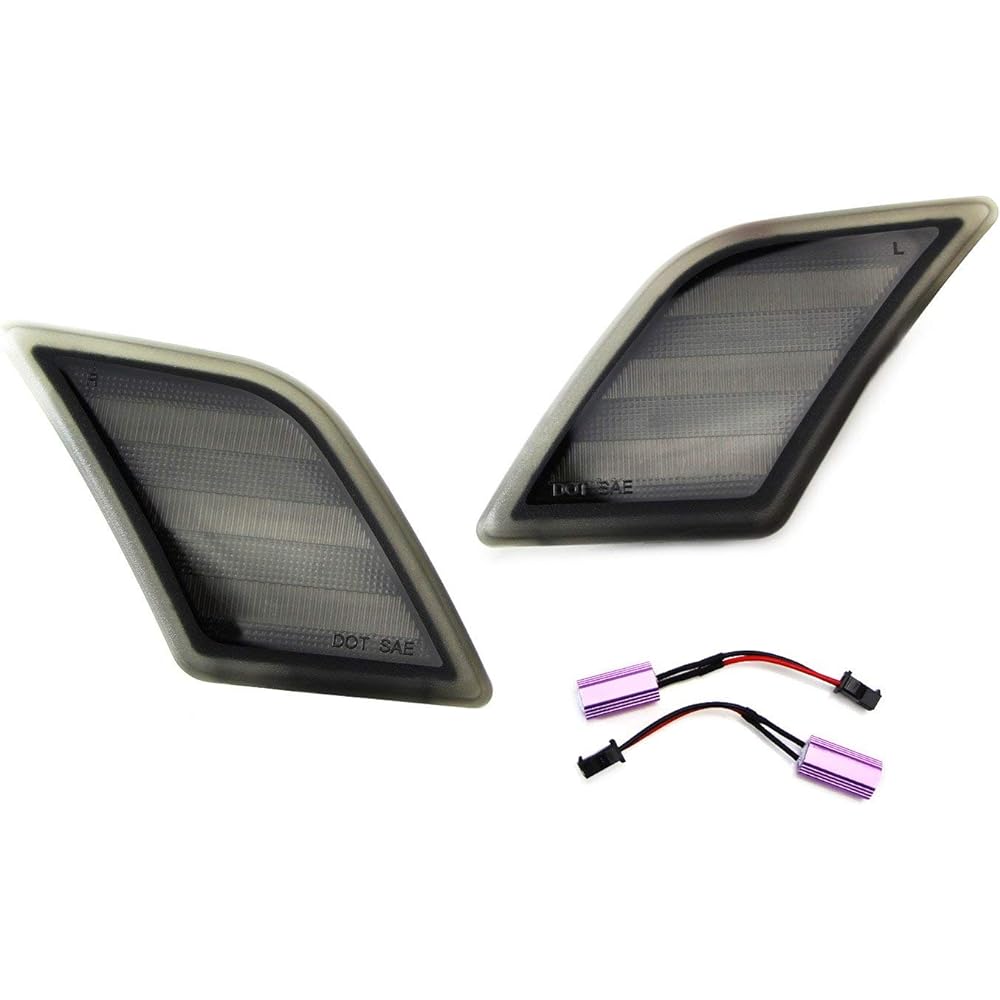 IJDMTOY 3-row Amber full LED Side Marker Mercedes 2008-2011 W204 C300 C350 & 2008-2013 C63 C63 AMG Smoke Lens OEM Amberside Marker Lamp Replacement