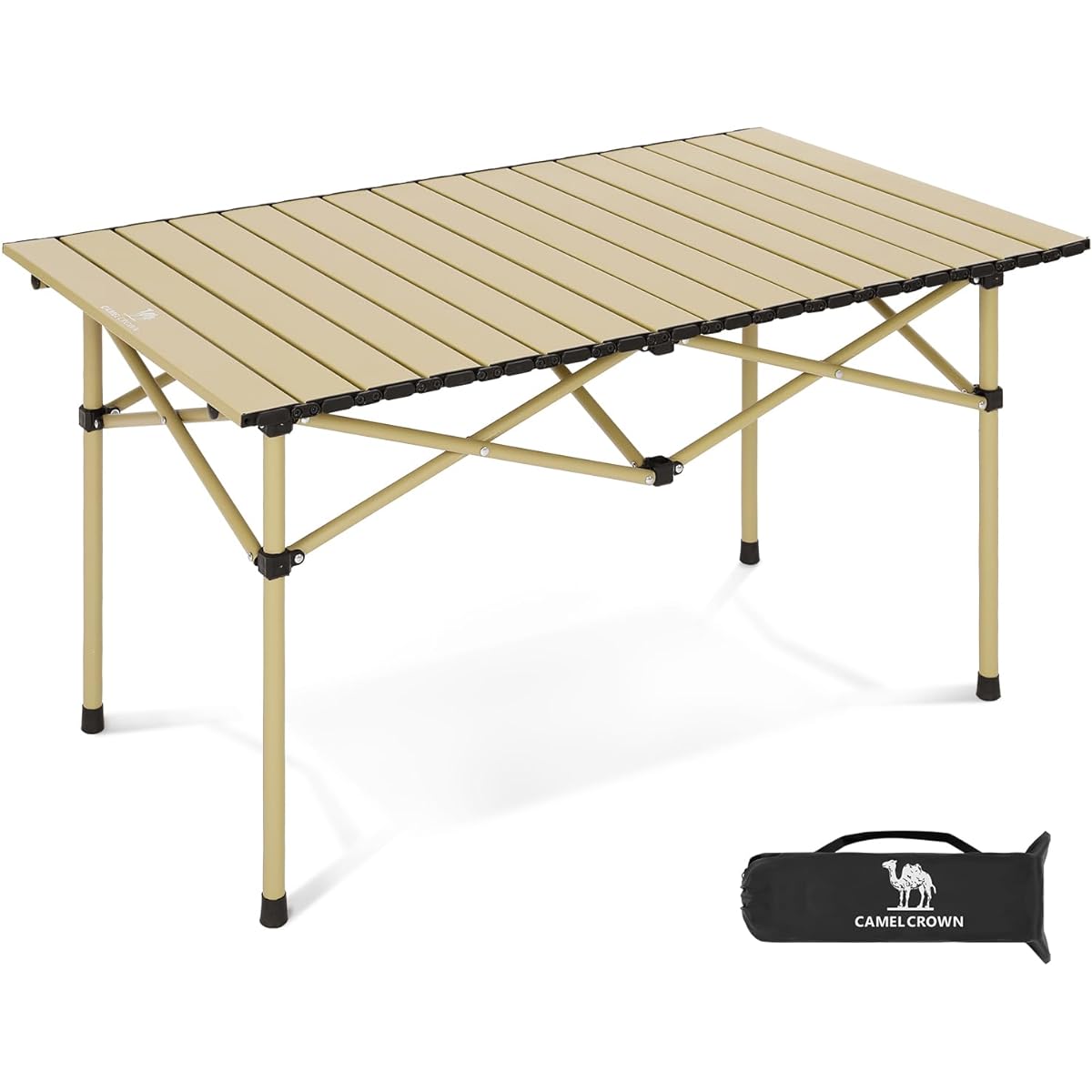CAMEL CROWN Camping Table Folding Outdoor Table Roll Top Compact Made of Aluminum Alloy Load Capacity 80kg Width 95cm Easy Assembly Lightweight Storage Case Included