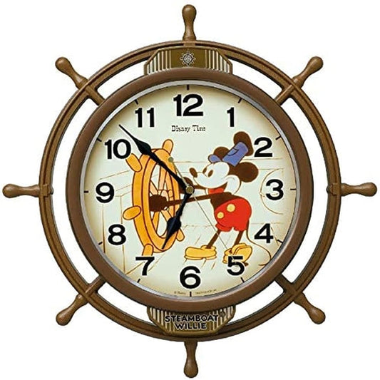 Seiko Clock Wall Clock Character Disney Mickey Mouse Radio Wave Analog Decorative Pendulum Brown Body Size: 39.6 x 39.6 x 6.1cm FW583A