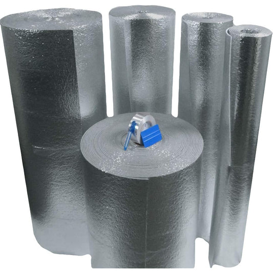 Us Energy Products Automobile SUV Track Van RV Vehicle Insulation Kit 4 Feet x 10 Fout Roll 40 Square Feat Soundproof Mat & Radiation Heat Insulation Mat Automotation 10 Feet Tape + 1/4 Inch Reflective Form Core