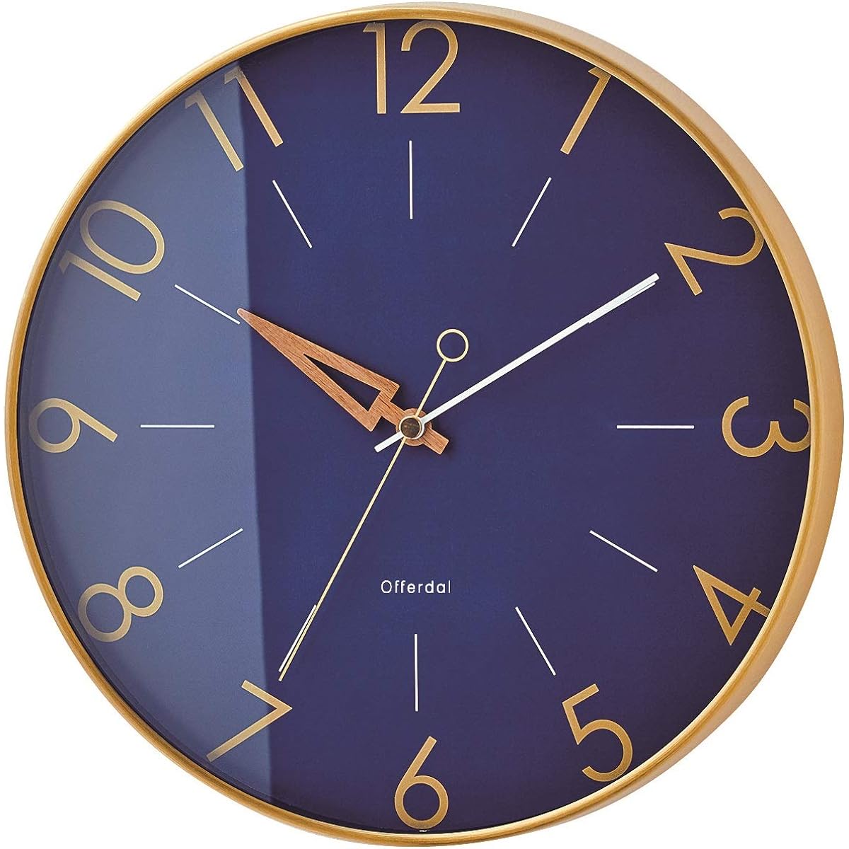 Interform Wall Clock Radio Controlled Clock Turis CL-3849NV Navy Gold Wood Radio Step Movement