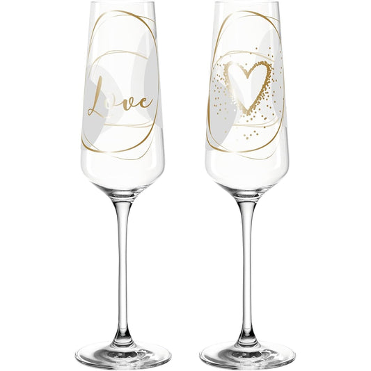 LEONARD Champagne Glass Pair Special Gift Set 280ml "Love"