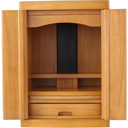 Tree Story Mini Buddhist Altar NEW15 (Small Buddhist Altar with Hidden Handle) Width 32cm Depth 25cm Height 45cm [Natural Paulownia Wood/Small Buddhist Altar Mini Modern/Lightweight/Furniture Style] Ideal for Japanese/Western Rooms/Living Rooms (Natural)