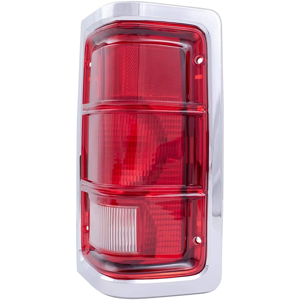 Autoandart replacement set driver seat and passenger seat tail light red trim chrome housing with 1981-1993 Pickup truck charger compatible 55054795 55054794