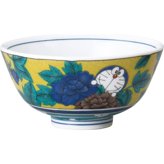Kinsho Pottery "Doraemon" Tea Bowl Approx. 12cm Kutani Ware Yoshidaya Style Four Colors Made in Japan 008161