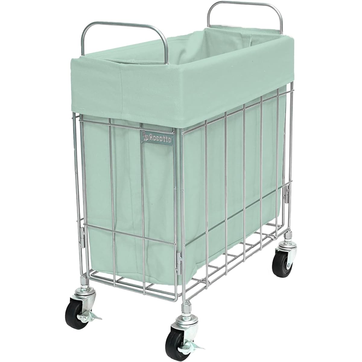 [Rocotto] Folding Laundry Basket 28L 40L 45L Laundry Basket Slim with Casters Freestanding Square Stylish Folding Large Capacity Interior Storage Cloth Washable Thin Hotel-like (28L, Mint)