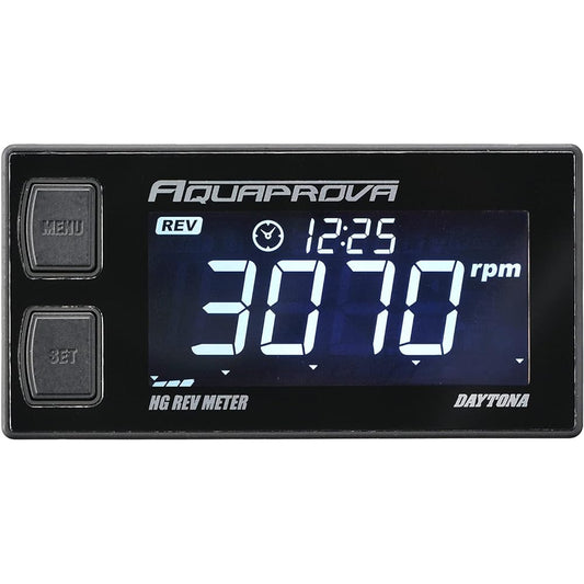 Daytona AQUAPROVA 72815 Motorcycle Tachometer, Digital, Waterproof, Backlight, HG Series, Rev Meter