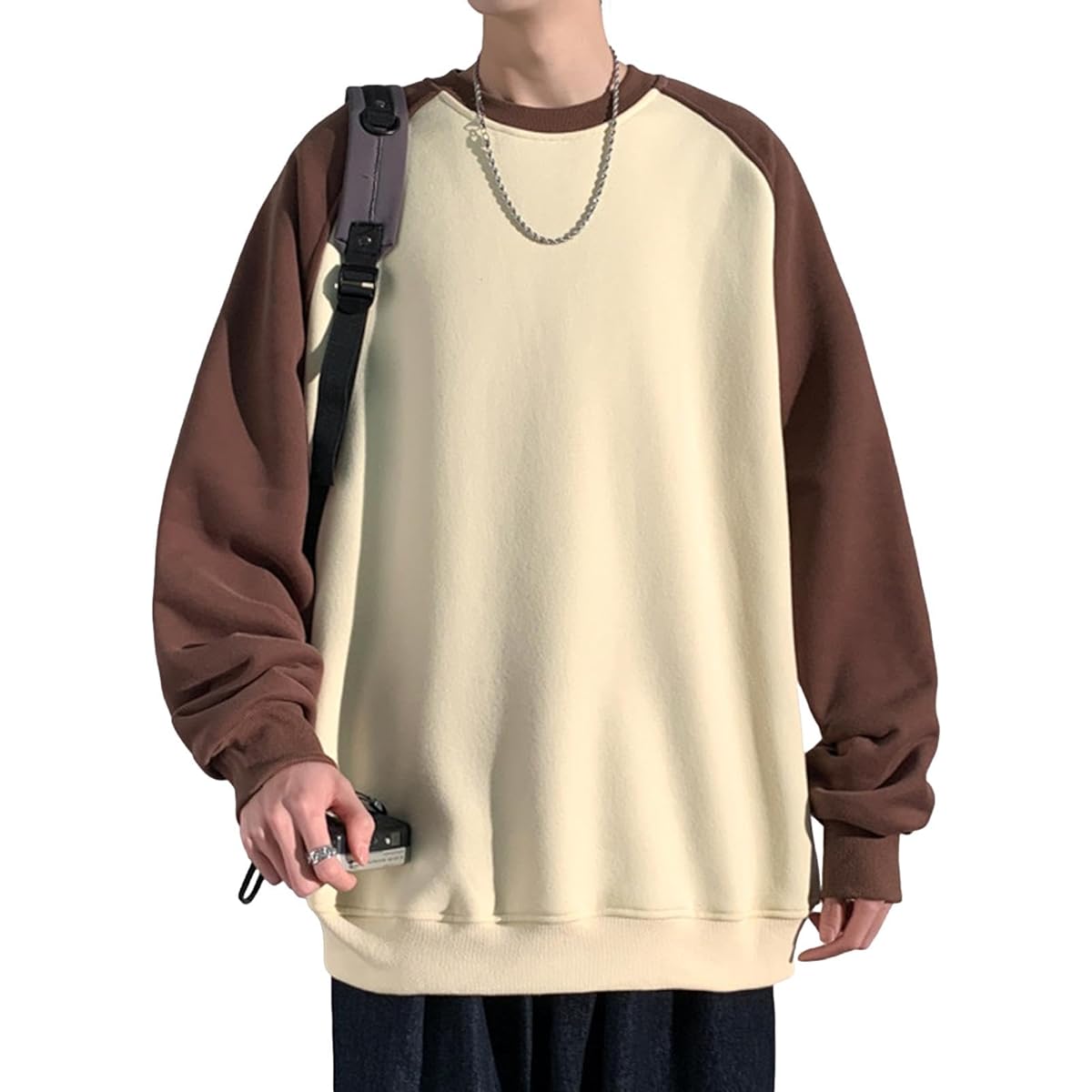 [ririka] Raglan Big Silhouette Oversized Loose Large Baseball Sports Long Sleeve Sweatshirt Men's