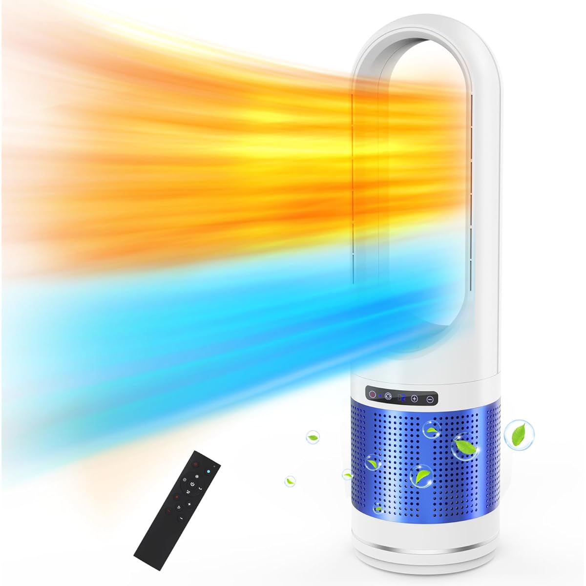 Revano Ceramic Heater, Feather Free, Electric Heater, Fan Heater, Heating Fixture, Energy Saving "ECO Mode, Energy Saving Protection", 3 Levels of Hot & 8 Levels of Cold Air, 1500 W, Large Airflow,